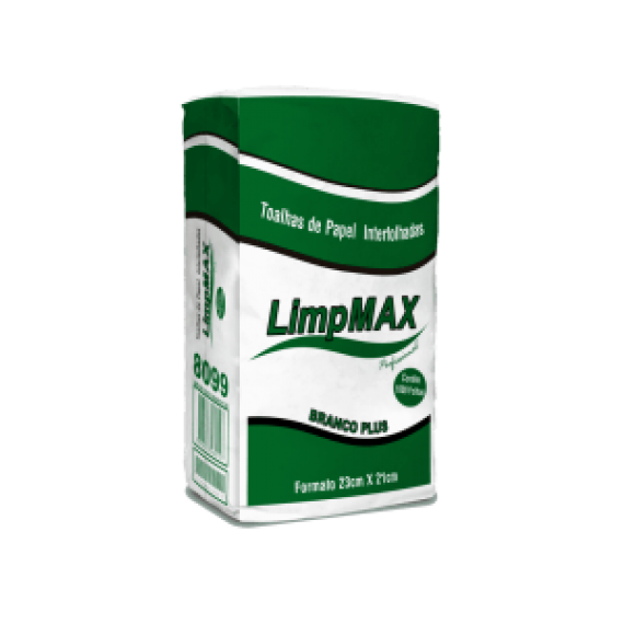 PAPEL TOALHA INTERFOLHADO 2 DOBRAS BRANCO RECICLADO - 23 cm x 21 cm - 1.000 FOLHAS - 8099 - LIMPMAX