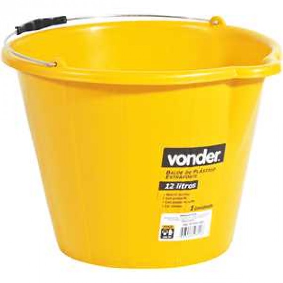 BALDE PLÁSTICO C/ BICO AMARELO 12 L - VONDER