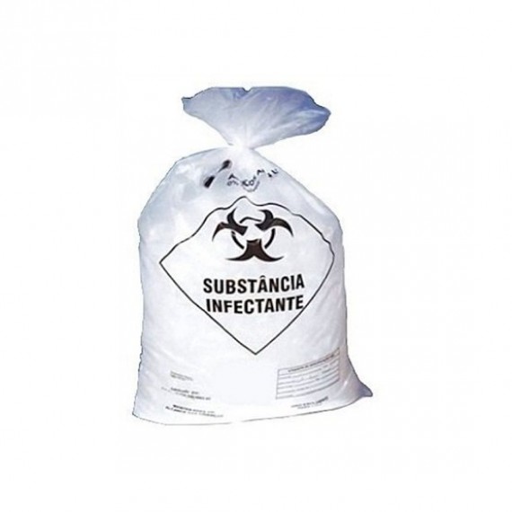 SACO PARA LIXO INFECTANTE BRANCO 110 L MÉDIO C/ 100 UN. - AZEPLAST